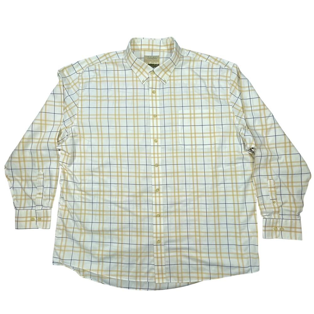 Cabela's Yellow Plaid Outfitter Series Button Down Shirt Mens 3XL Tall